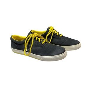 Polo Ralph Lauren Mens Vaughn Blue Yellow Canvas Lace Up Sneaker Size 9.5 D Pony